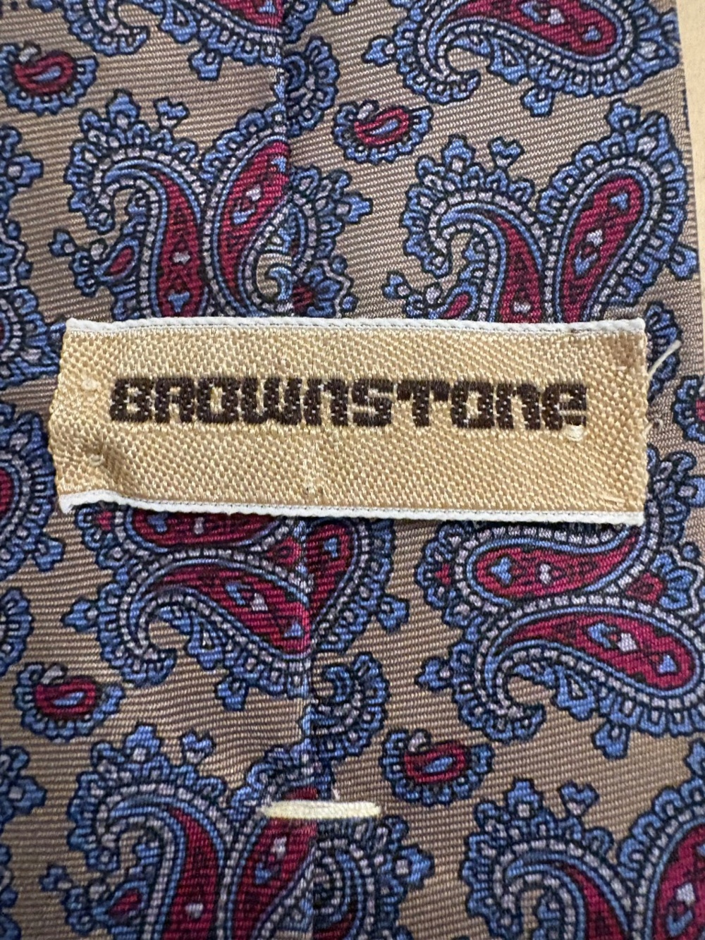 Brownstone Vintage Silk Paisley Necktie Blue Red